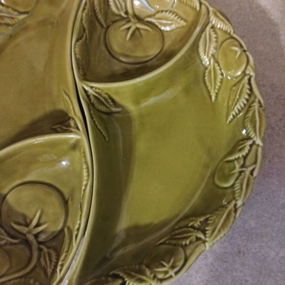 Vintage Belmar of California Divided 2-Piece Green Chip & Dip Relish Tray #406 - Picture 4 of 6